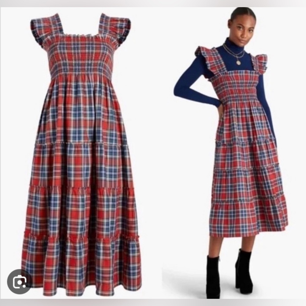 Hill House Home Red & Blue Tartan Ellie Nap Dress Size Small